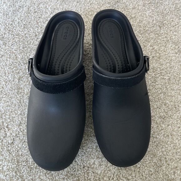 Crocs Women's Sarah Dual Comfort Slip On Mules Clogs Size 9 Black - Picture 13 of 15